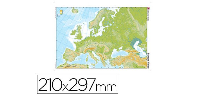 Mapa mudo color din a4 europa fisico