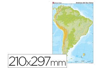 Mapa mudo color din a4 america del sur fisico