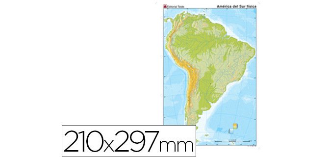 Mapa mudo color din a4 america del sur fisico