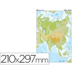 Mapa mudo color din a4 asia fisico