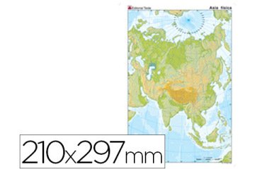 Mapa mudo color din a4 asia fisico