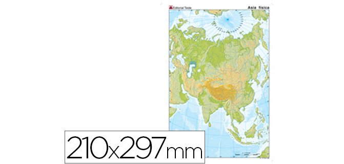 Mapa mudo color din a4 asia fisico