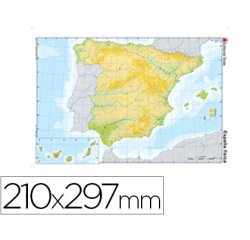Mapa mudo color din a4 españa fisico