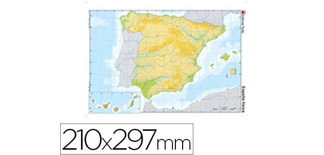 Mapa mudo color din a4 españa fisico