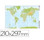 Mapa mudo color din a4 planisferio fisico
