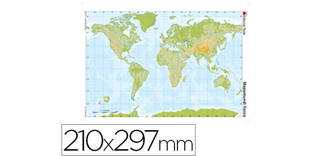 Mapa mudo color din a4 planisferio fisico