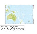 Mapa mudo color din a4 oceania fisico