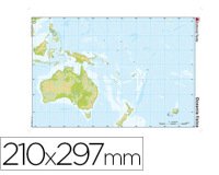 Mapa mudo color din a4 oceania fisico