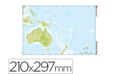 Mapa mudo color din a4 oceania fisico