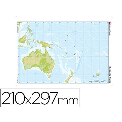 Mapa mudo color din a4 oceania fisico