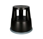 Taburete q-connect ruedas retractiles tres ruedas dos niveles color negro