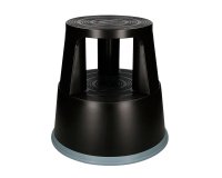 Taburete q-connect ruedas retractiles tres ruedas dos niveles color negro