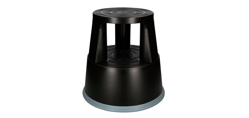 Taburete q-connect ruedas retractiles tres ruedas dos niveles color negro