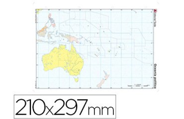 Mapa mudo color din a4 oceania politico