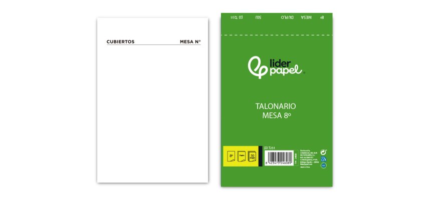 Talonario liderpapel camarero mesa octavo original y copia 231 papel autocopiante