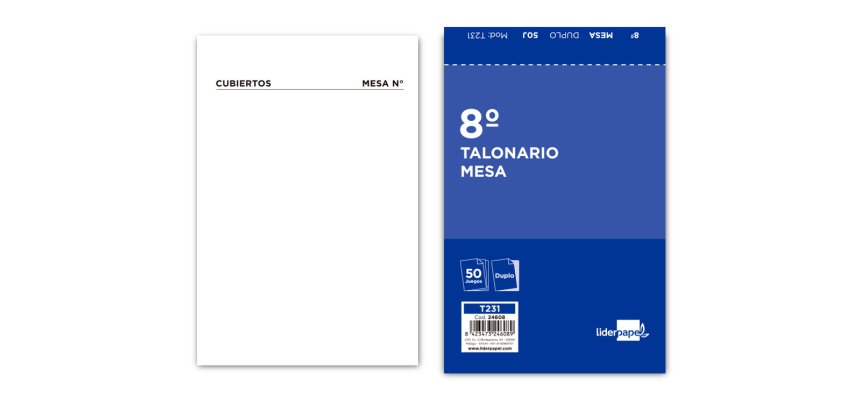 Talonario liderpapel camarero mesa octavo original y copia 231 papel autocopiante