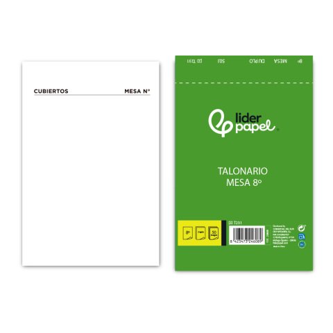 Talonario liderpapel camarero mesa octavo original y copia 231 papel autocopiante