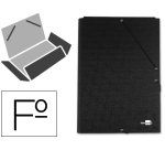 Carpeta liderpapel gomas tres solapas carton forrado folio color negro