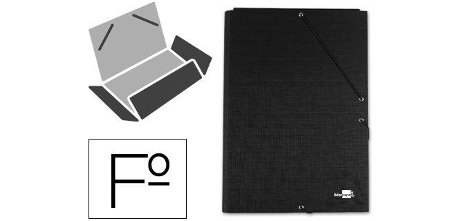 Carpeta liderpapel gomas tres solapas carton forrado folio color negro