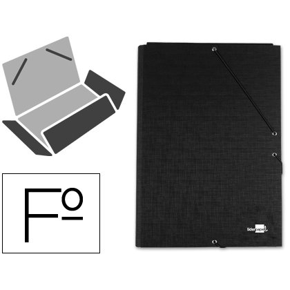 Carpeta liderpapel gomas tres solapas carton forrado folio color negro