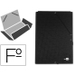 Carpeta liderpapel gomas tres solapas carton forrado folio color negro