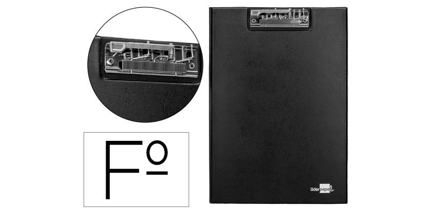 Carpeta portabloc Liderpapel miniclip superior folio plástico negro