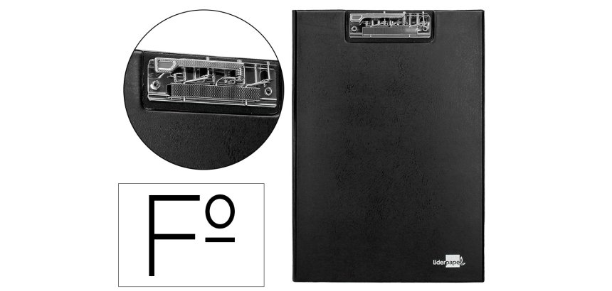 Carpeta portabloc Liderpapel miniclip superior folio plástico negro