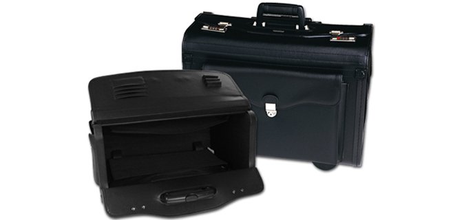 Maletín Trolley Atache piloto Q-connect negro con asa extensible y ruedas