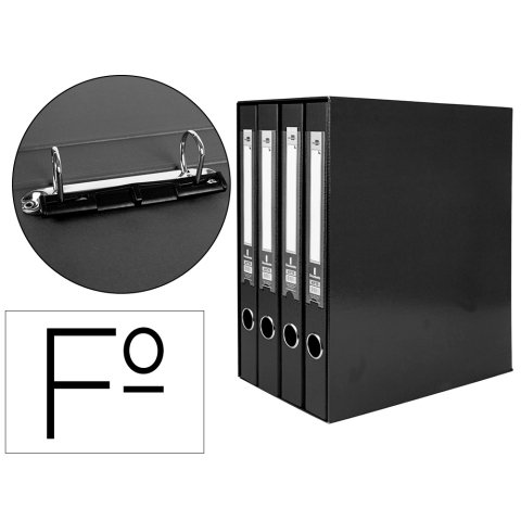 Módulo liderpapel 4 archivadores folio 2 anillas mixtas 25mm negro