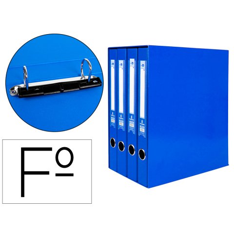 Módulo liderpapel 4 archivadores folio 2 anillas mixtas 25mm azul