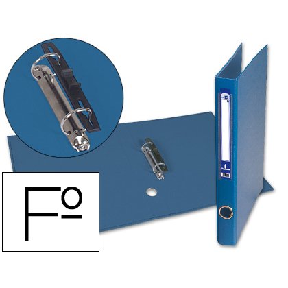 Carpeta de 2 anillas 25mm mixtas liderpapel folio forrado papercoat con ollao y tarjetero compresor plastico azul