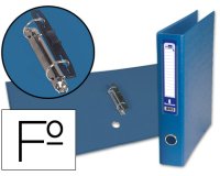 Carpeta de 2 anillas mixta 40 mm liderpapel folio carton forrado paper coat con ollao y tarjetero color azul