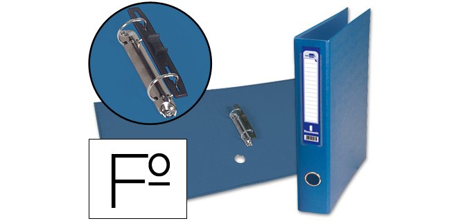 Carpeta de 2 anillas mixta 40 mm liderpapel folio carton forrado paper coat con ollao y tarjetero color azul