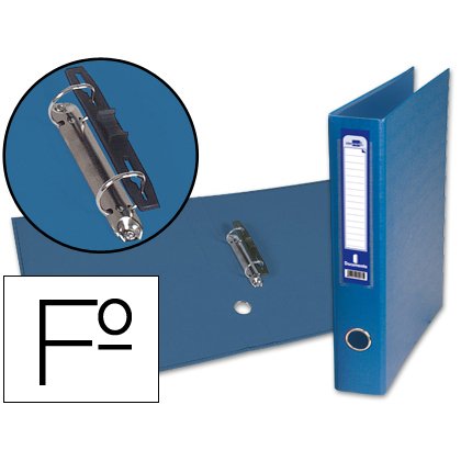 Carpeta de 2 anillas mixta 40 mm liderpapel folio carton forrado paper coat con ollao y tarjetero color azul