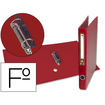 Carpeta de 2 anillas 25mm mixtas liderpapel folio forrado papercoat con ollao y tarjetero compresor plastico rojo