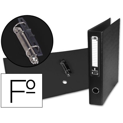 Carpeta de 2 anillas 40mm mixtas liderpapel folio forrado papercoat con ollao y tarjetero compresor plastico negro
