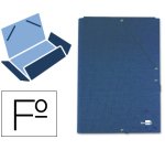 Carpeta liderpapel gomas tres solapas carton forrado folio color azul