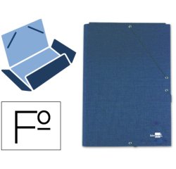 Carpeta liderpapel gomas tres solapas carton forrado folio color azul