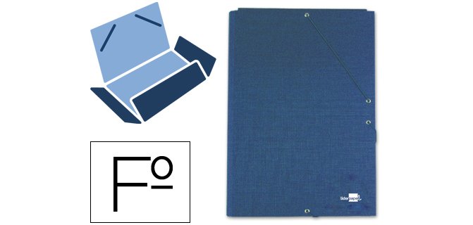 Carpeta liderpapel gomas tres solapas carton forrado folio color azul