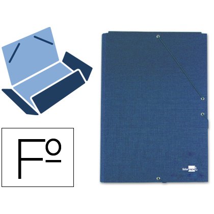 Carpeta liderpapel gomas tres solapas carton forrado folio color azul