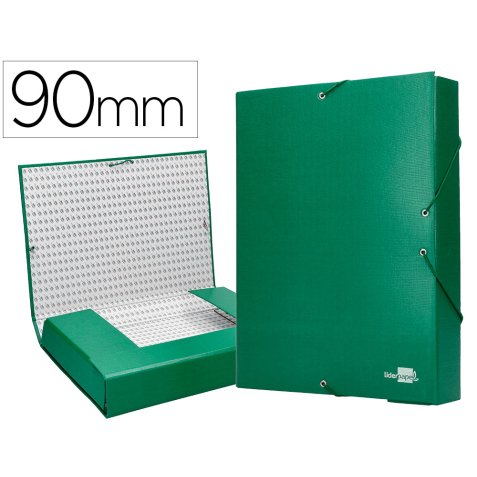 Carpeta proyectos liderpapel folio lomo 90mm carton forrado verde