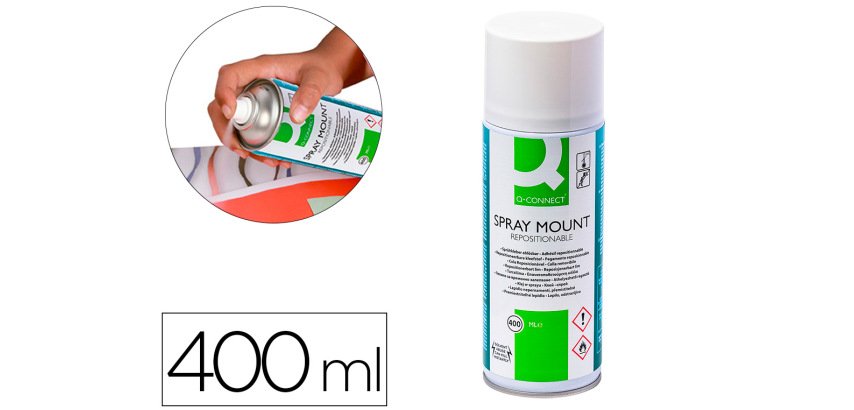 Pegamento q-connect spray quick mount adhesivo reposicionable bote de 400 ml