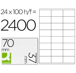 Etiqueta adhesiva q-connect kf10647 tamaño 70x37 mm fotocopiadora laser ink-jet caja con 100 hojas din a4