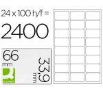 Etiqueta adhesiva q-connect kf10639 tamaño 66x33,9 mm fotocopiadora laser ink-jet caja con 100 hojas din a4