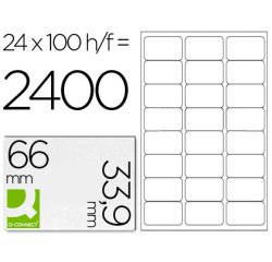 Etiqueta adhesiva q-connect kf10639 tamaño 66x33,9 mm fotocopiadora laser ink-jet caja con 100 hojas din a4