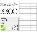 Etiqueta adhesiva q-connect kf10640 tamaño 70x25 mm fotocopiadora laser ink.jet caja con 100 hojas din a4