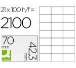 Etiqueta adhesiva q-connect kf10649 -tamaño 70x42,3 mm fotocopiadora laser ink-jet caja con 100 hojas din a4