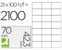 Etiqueta adhesiva q-connect kf10649 -tamaño 70x42,3 mm fotocopiadora laser ink-jet caja con 100 hojas din a4