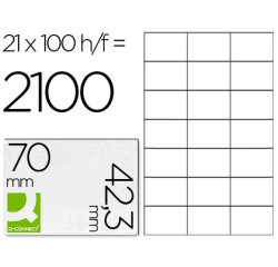 Etiqueta adhesiva q-connect kf10649 -tamaño 70x42,3 mm fotocopiadora laser ink-jet caja con 100 hojas din a4