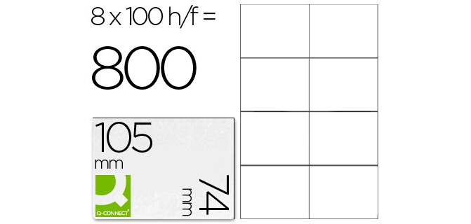 Etiqueta adhesiva q-connect kf10659 tamaño 105x74 mm fotocopiadora laser ink-jet caja con 100 hojas din a4